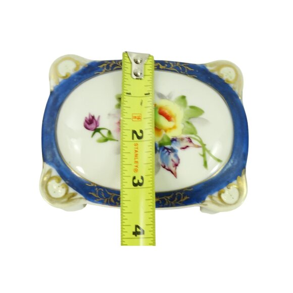 Vintage Made in Occupied Japan Porcelain Trinket Cigarette Box w 2 Ashtrays Blue - Picture 15 of 15